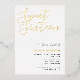 Invitation En Aluminium Fête d'anniversaire moderne Sweet Sixteen avec feu
