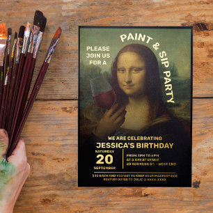 Invitation En Aluminium Fête d'anniversaire peinture et boisson 