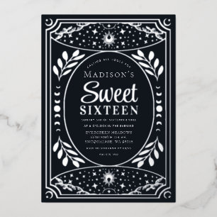 Invitation En Aluminium Fête d'anniversaire pour les 16 ans de la sorcière