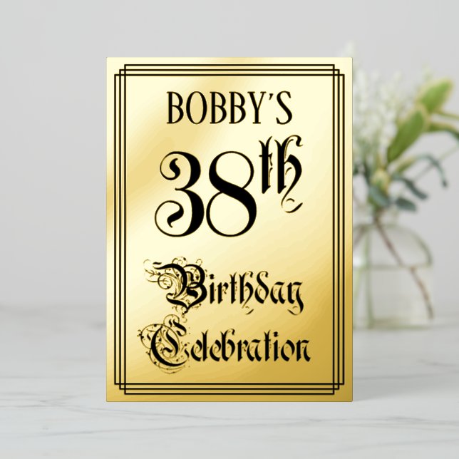 Invitation En Aluminium Fête d'anniversaire pour ses 38 ans — Écriture élé (Debout devant)