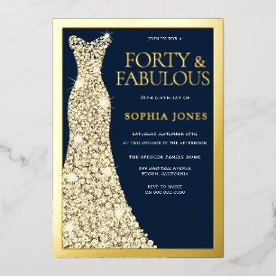 Invitation En Aluminium Fête d'anniversaire quarante ans Forty & Fabulous 