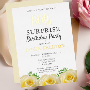 Invitation En Aluminium Fête d'anniversaire surprise pour 80 ans thème Ros