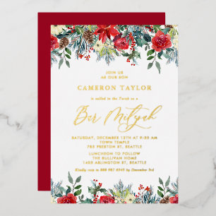 Invitation En Aluminium Fête de Bar Mitzvah florale Blooms en aquarelle d'