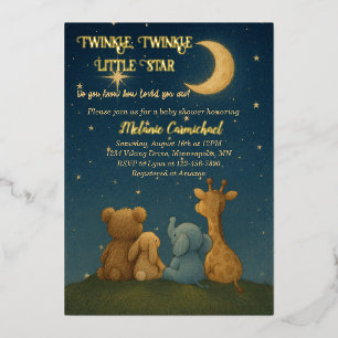 Invitation En Aluminium Fête de Bébé Brille Brille Petite Étoile