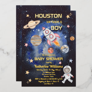 Invitation En Aluminium Fête de bébé garçon Houston Nous Avons un Garçon E