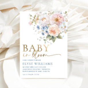 Invitation En Aluminium Fête de bébé Hargrove Blue Floral Baby In Bloom