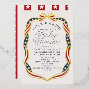 Invitation En Aluminium Fête de bébé Ruban Rouge Blanc et Bébé à Venir Mix