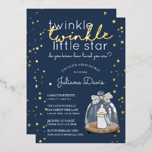 Invitation En Aluminium Fête de Bébé Twinkle Twinkle Little Star