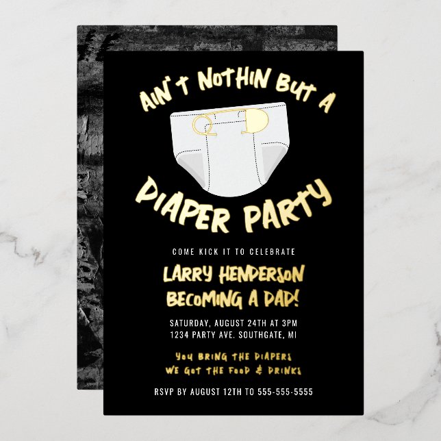 Invitation En Aluminium Fête de Couches Hip Hop (Recto/Verso)