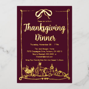 Invitation En Aluminium Fête de fête de Thanksgiving Dîner