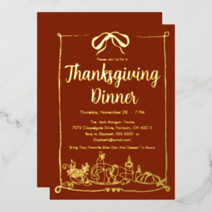 Invitation En Aluminium Fête de fête de Thanksgiving Dîner