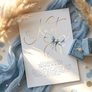 Invitation En Aluminium Fête de Fiançailles Dusty Blue Bow Elle Attache le