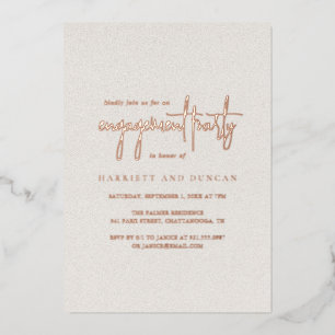 Invitation En Aluminium Fête de fiançailles élégante Beige neutre intempor