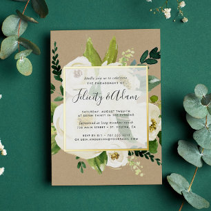 Invitation En Aluminium Fête de fiançailles florale en albâtre or