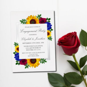 Invitation En Aluminium Fête de fiançailles florale Rose Tournesol