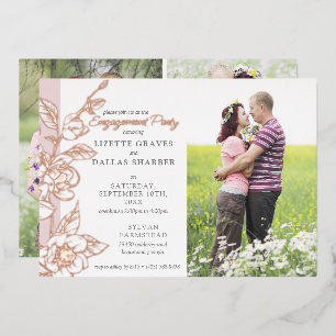 Invitation En Aluminium Fête de fiançailles Magnolia Blush Mariage 4-Photo