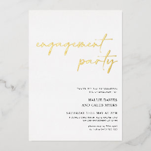 Invitation En Aluminium Fête de fiançailles moderne simple avec écriture à