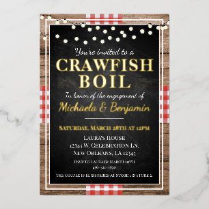 Invitation En Aluminium Fête de fiançailles rustique : Bouillabaisse d'écr