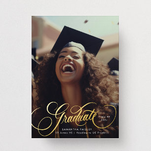 Invitation En Aluminium Fête de fin d'études avec lettrage doré Photo de f