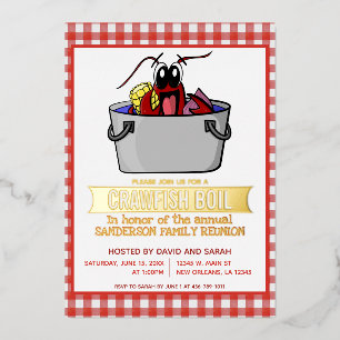 Invitation En Aluminium Fête de fruits de mer ébullition d'écrevisses Piqu