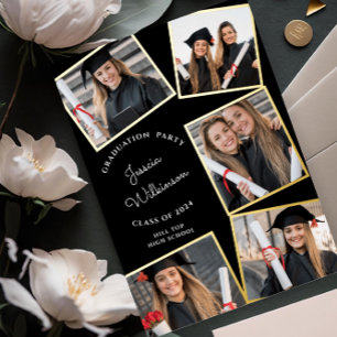 Invitation En Aluminium Fête de graduation de collage photo moderne