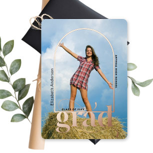 Invitation En Aluminium Fête de graduation photo GRAD Rose Gold Arch
