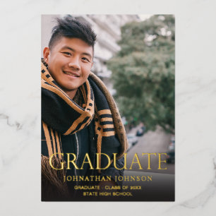 Invitation En Aluminium Fête de Graduation Photo Mod Vertical Dark