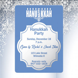 Invitation En Aluminium Fête de Hanoucca élégante en bleu