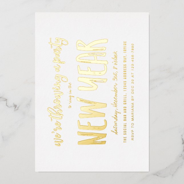 Invitation En Aluminium Fête de la Saint-Sylvestre Brossé (Recto)