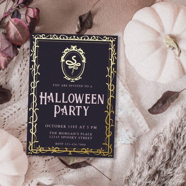 Invitation En Aluminium Fête de l'Halloween de Serpent à Frame Victorien (Créateur téléchargé)