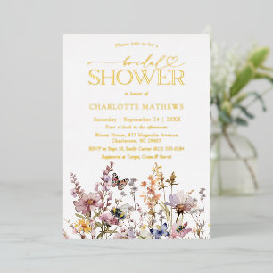 Invitation En Aluminium Fête de mariage aquarelle de fleurs sauvages et ty