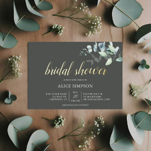 Invitation En Aluminium Fête de mariage aux feuilles d'eucalyptus vert