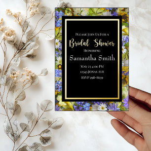 Invitation En Aluminium Fête de Mariage Fleurs Sauvages Colorées