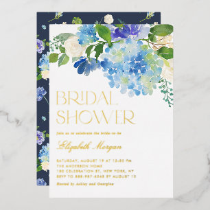 Invitation En Aluminium Fête de mariage floral Hydrangea bleu aquarelle