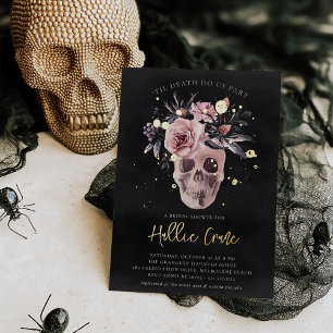 Invitation En Aluminium Fête de mariage Floral Skull Halloween