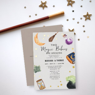 Invitation En Aluminium Fête de naissance de jumeaux Magic Babies Brewing