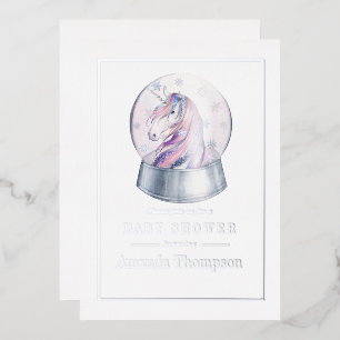 Invitation En Aluminium Fête de naissance licorne pailletée aquarelle Noël