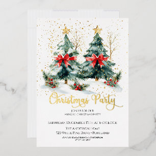 Invitation En Aluminium Fête de Noël autour de l'Arbre de Noël