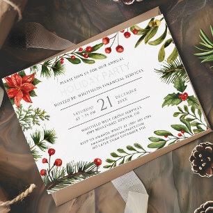 Invitation En Aluminium Fête de Noël botanique moderne Argent