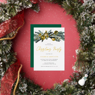 Invitation En Aluminium Fête de Noël de bureau classique en papier d'or