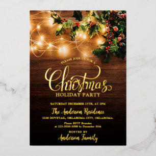 Invitation En Aluminium Fête de Noël de famille simple et élégante