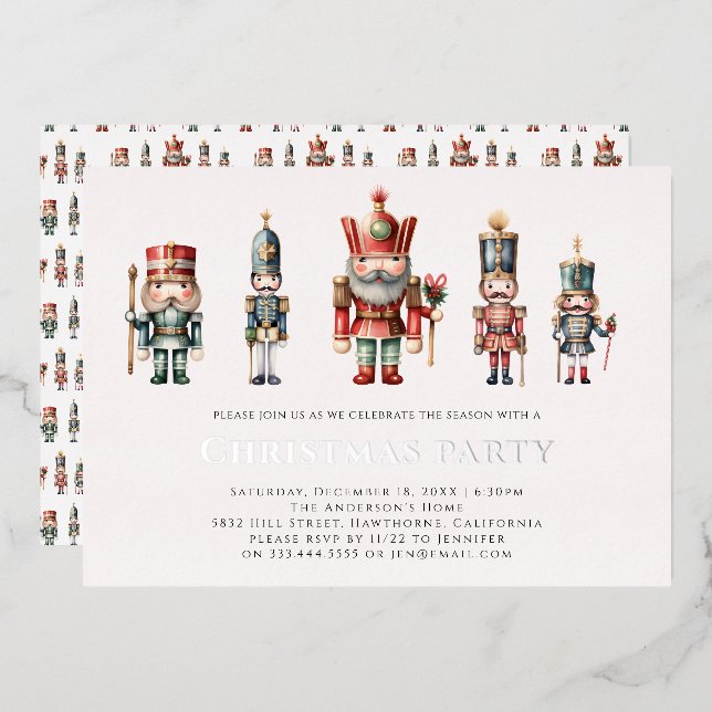 Invitation En Aluminium Fête de Noël de Noisette moderne (Recto/Verso)