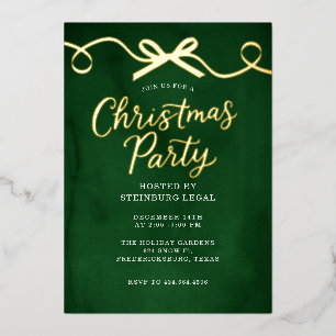 Invitation En Aluminium Fête de Noël d'entreprise Arc Vert Doré Bureau