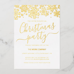 Invitation En Aluminium Fête de Noël d'entreprise en or blanc flocon de ne