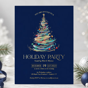 Invitation En Aluminium Fête de Noël élégante en bleu
