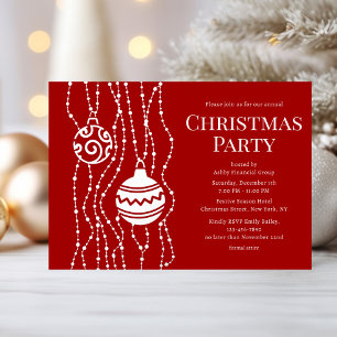 Invitation En Aluminium Fête de Noël Elégante Rouge Fêtes d'entreprise