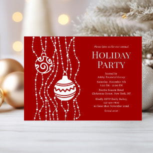 Invitation En Aluminium Fête de Noël Elégante Rouge Fêtes d'entreprise