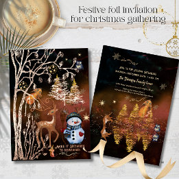 Invitation En Aluminium Fête de Noël en forêt enchantée