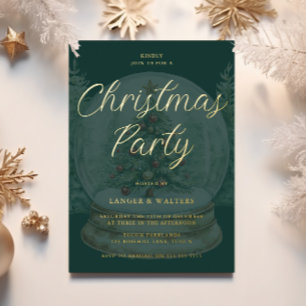 Invitation En Aluminium Fête de Noël Vert et Or du Monde de Noël