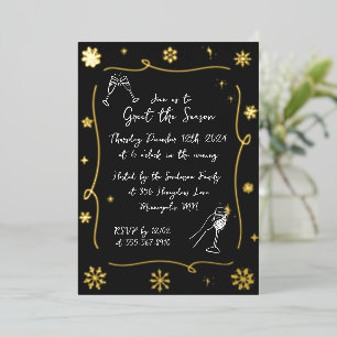 Invitation En Aluminium Fête de Noël Whimsical Cocktail d'hiver